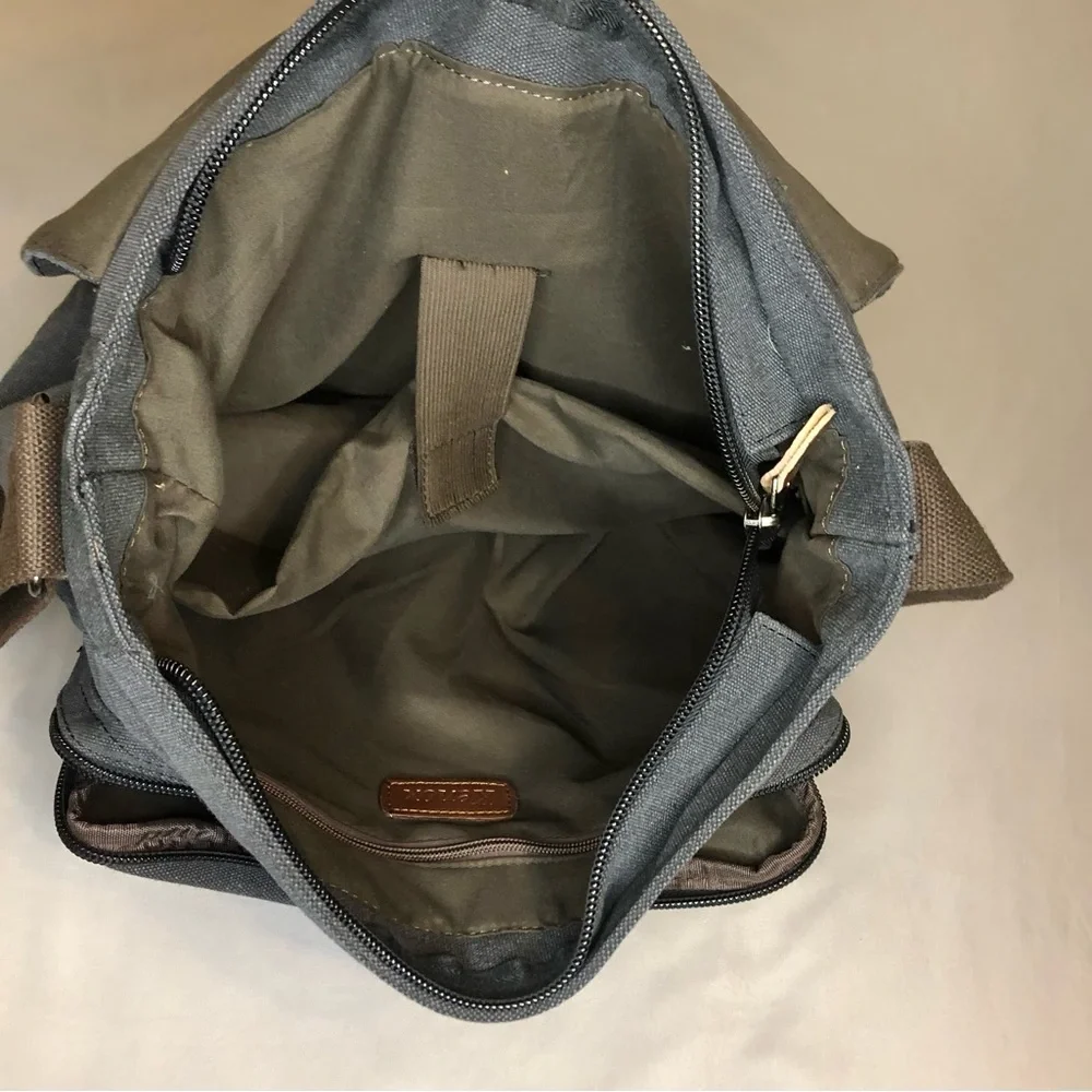 Kenox Vintage Laptop Messenger Canvas Bag Charcoal Gray